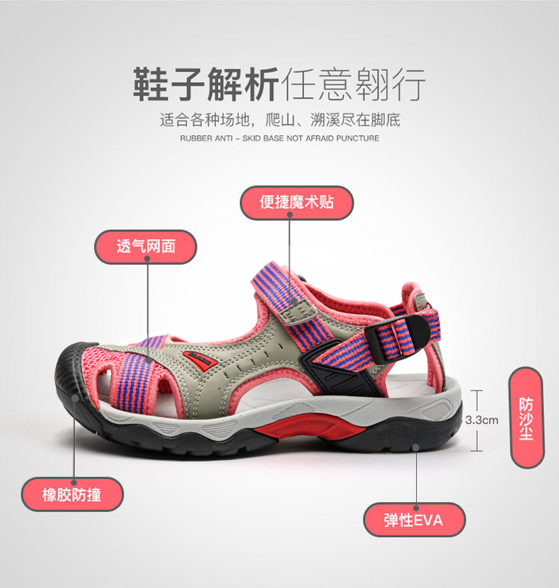 跨境外贸 情侣款 户外凉鞋男女沙滩鞋防滑登山徒步鞋男包头运动鞋详情9