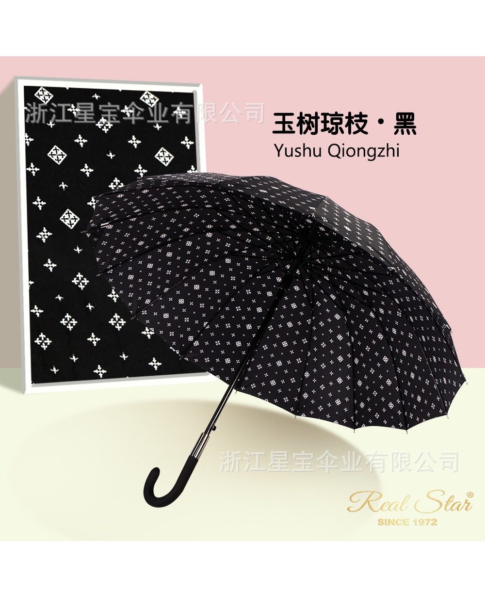 RST1398碰击布长伞一键打开加大伞面现货批发外贸印花雨伞详情13