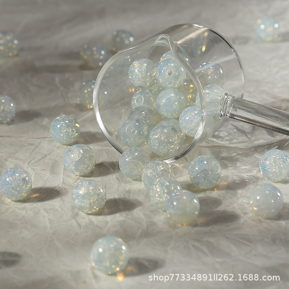 10mm【蛋白碎系玉碎珠】爆花琉璃珠手工diy手链串珠散珠饰品配件详情9