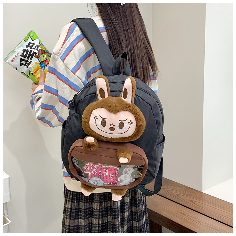 可爱拉布布少女双肩包新款卡通创意玩偶背包萌趣软妹休闲学生书包详情32