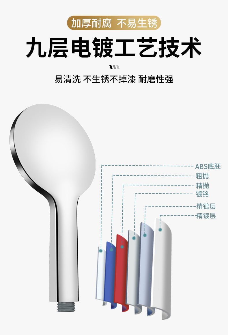 Large panel five-speed super strong showerhead, household bathroom handheld pressurized showerhead hose set pic 27