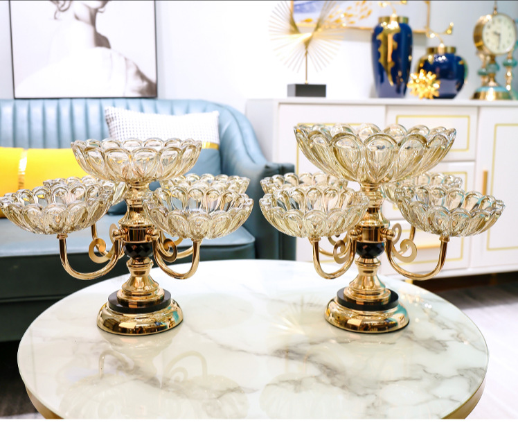 欧式水晶玻璃多层网红水果盘现代家用客厅茶几创意轻奢零食糖果盘详情3