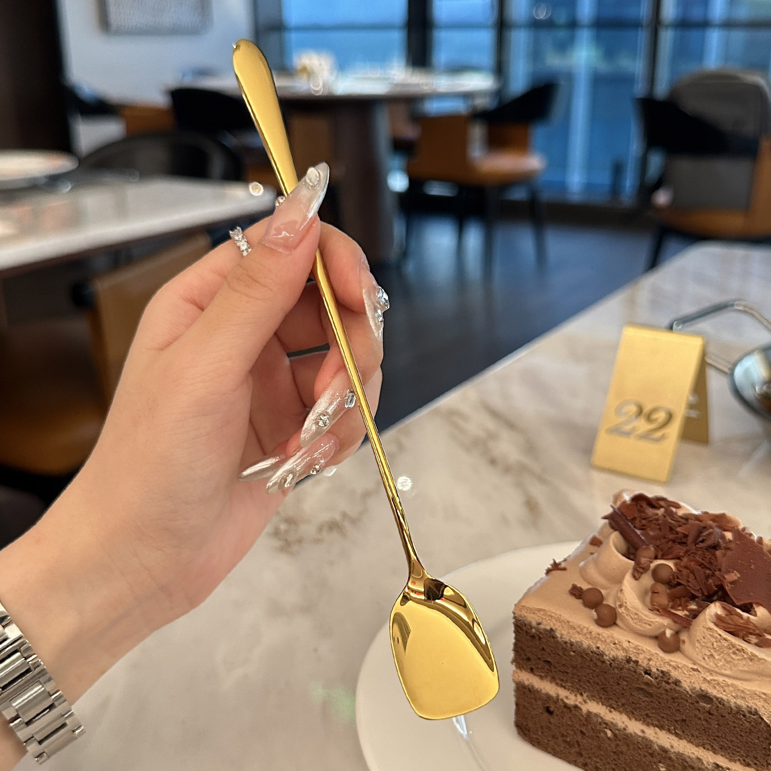 304 stainless steel spoons, mugs, long-handled stirring spoons, household coffee spoons with high appearance standards, bar cocktail ice spoons pic 9