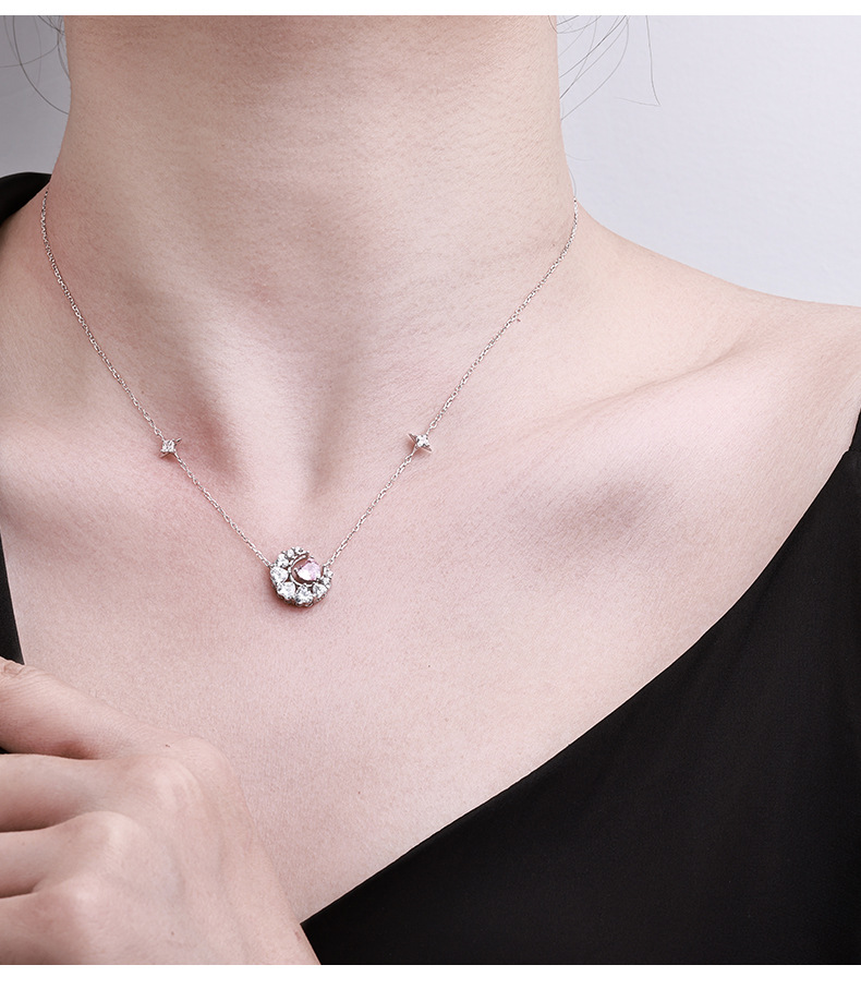 鞠婧祎同款纯银蝶梦项链女时尚轻奢小众守护之心锁骨链吊坠首饰品详情2