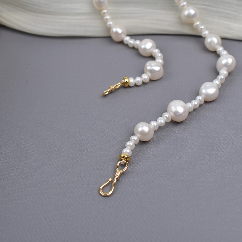 Irregular-shaped Baroque natural freshwater pearl necklace for women, exquisite and simple, irregular collarbone chain necklace pic 7