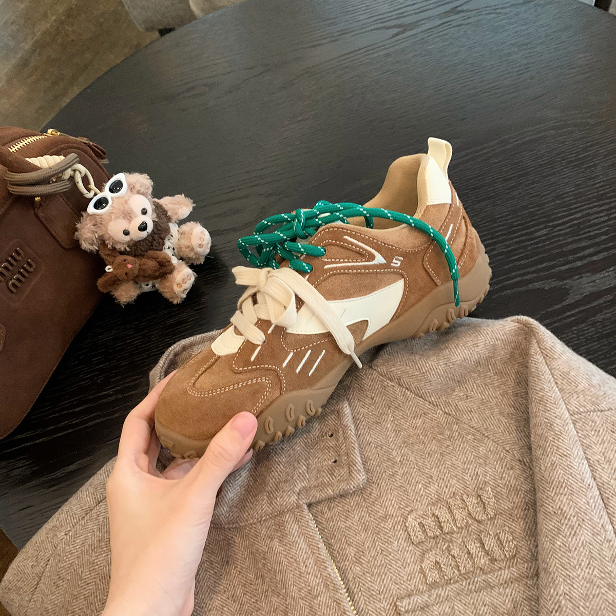 葡萄妈同款厚底增高真皮女板鞋2025秋冬新款阿甘运动休闲德训鞋女详情8