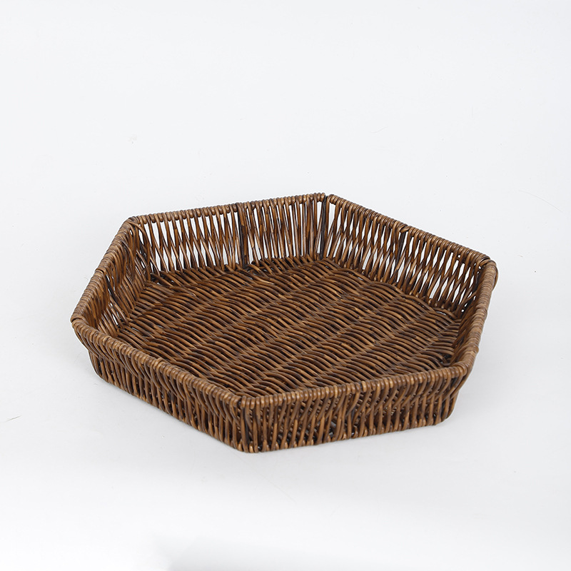 Japanese-style tray, rattan-like woven basket, bread and pastry plate, fruit plate, coffee table, dried fruit, candy and snack storage basket pic 5