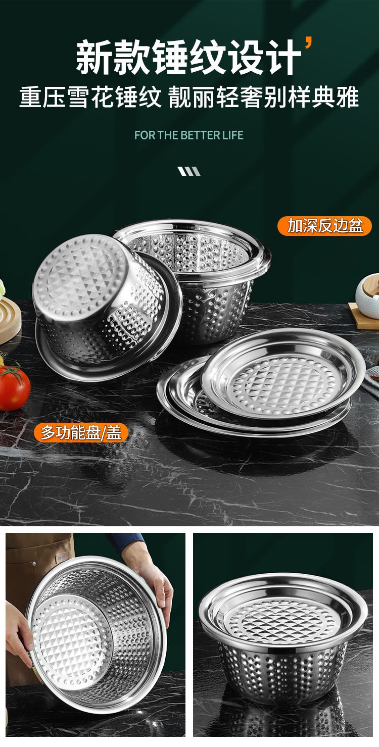 New hammer-patterned multi-purpose basin from the source factory, 18-70cm large-sized diamond basin, thickened and deepened plate cover Indian basin pic 11