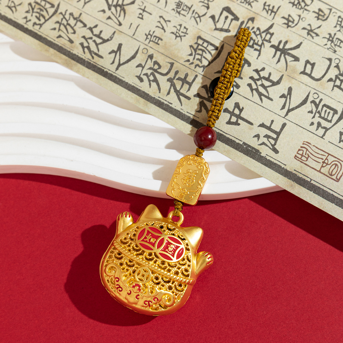 沙金招财猫滴油钥匙挂件中国风送闺蜜朋友小礼物工艺品详情8