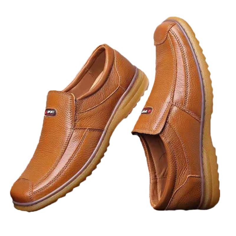 新款头层牛皮鞋男士休闲真皮商务正装布洛克防滑软皮耐磨底爸爸鞋详情24