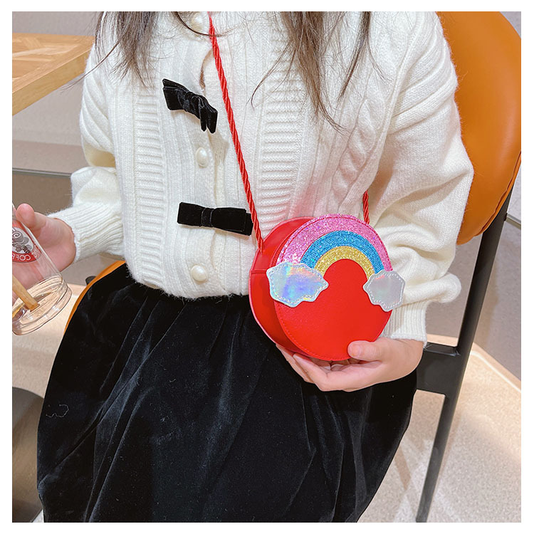 New PU small bag for girls, mini crossbody bag for toddlers and babies, cartoon and cute rainbow coin purse for girls pic 10
