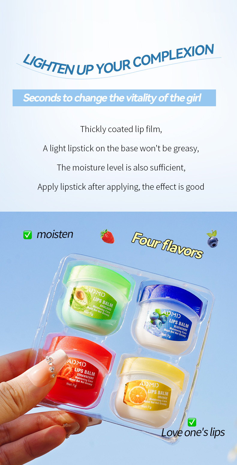 【 Cross-border Exclusive 】ADMD Lip Mask 4-piece Set Box Moisturizing, Hydrating and Exfoliating Fruit-flavored Lip Mask wholesale pic 7