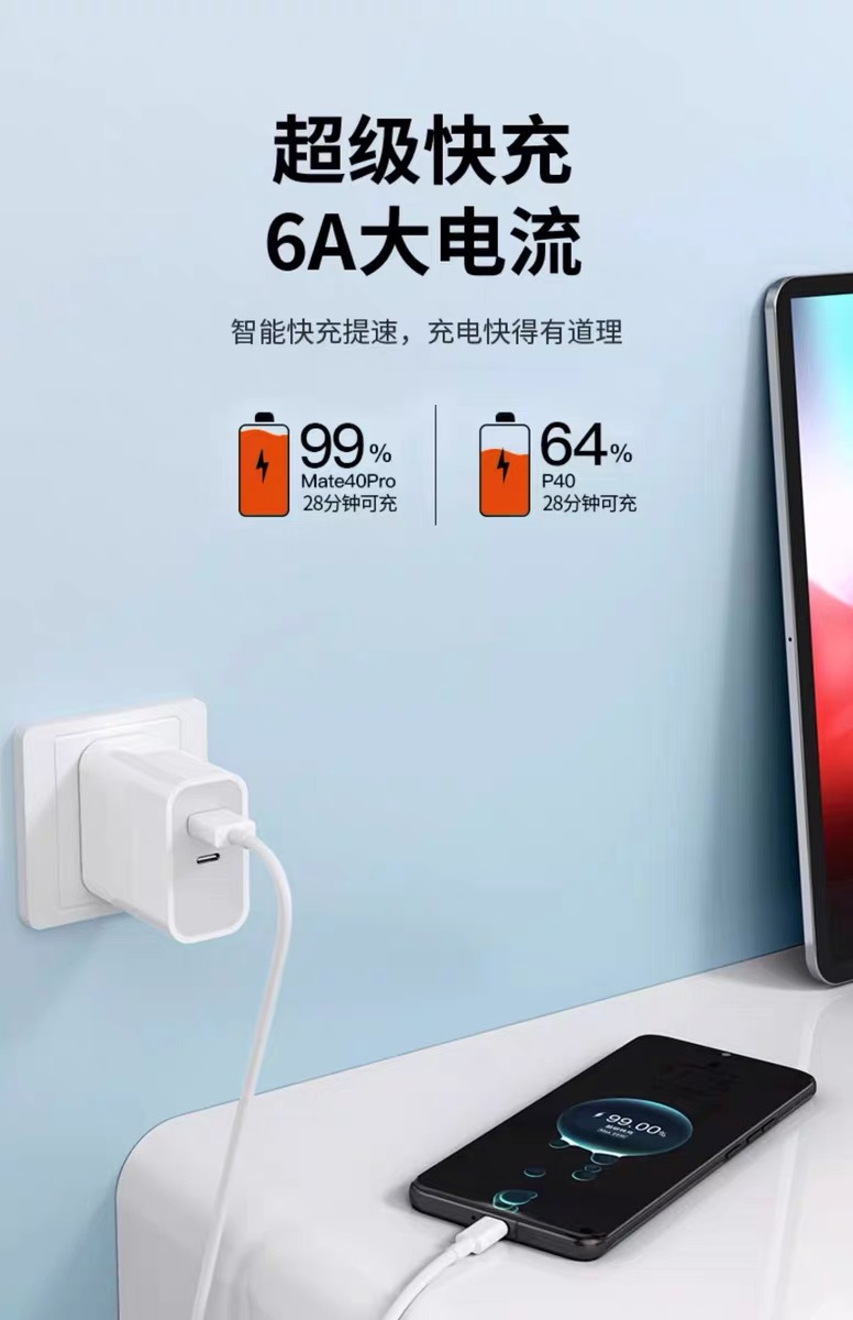 原装6A超级快充线适用华为Mate60荣耀66W/100W双Type-c闪充数据线详情2