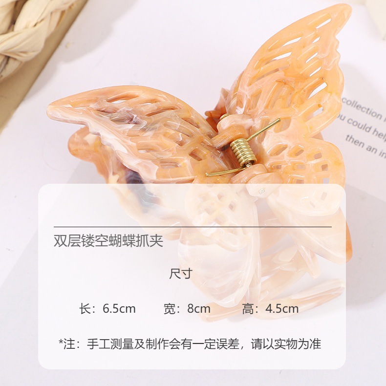 2025年新款超仙法式大理石纹高级感抓夹双层蝴蝶发夹跨境饰品批发详情5