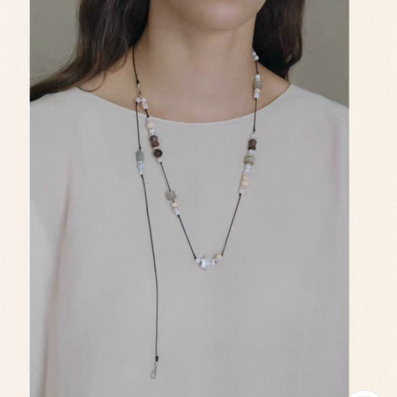 新款云松木珠串珠项链小众轻奢高级感多种戴法气质长款腰链卫衣链详情4