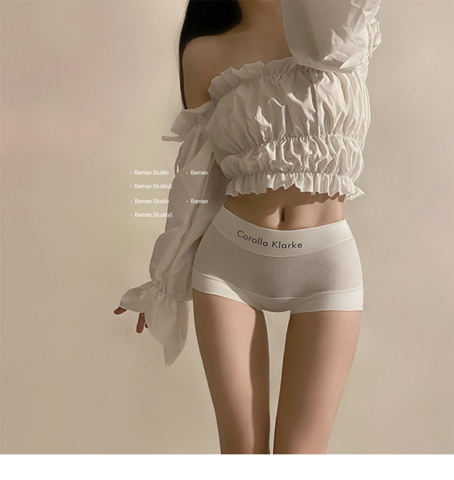 运动风撞色平角无痕纯棉内裤女士抑菌石墨烯裆包臀中腰女生四角裤详情12