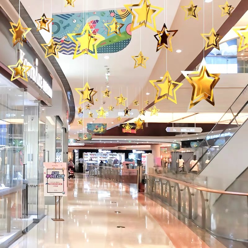 3D立体节日装饰品珠宝店铺装饰橱窗五角星爱心挂件天花板吊顶布置详情2