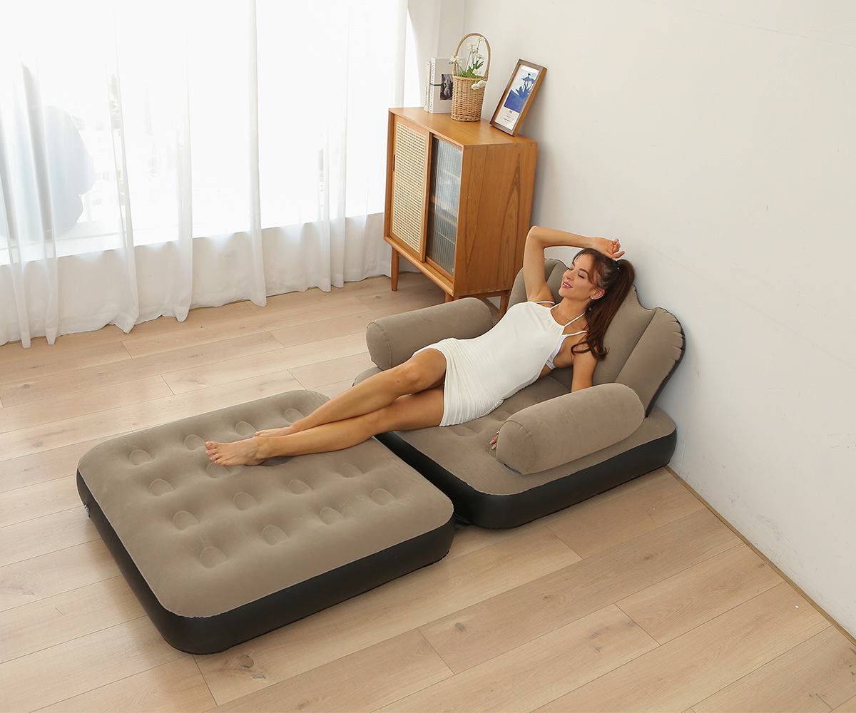 New folding dual-purpose inflatable sofa bed, thickened PVC lazy five-in-one sofa mattress, cross-border wholesale in stock pic 4