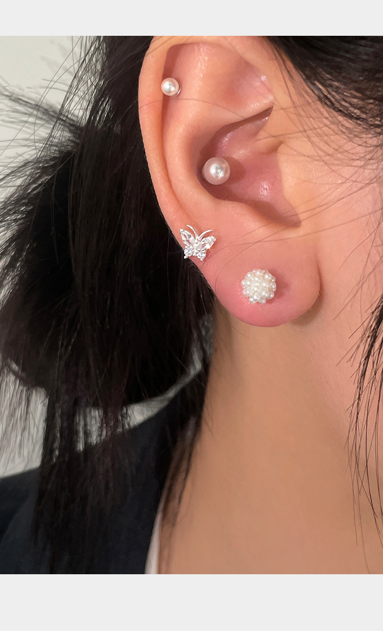 999 sterling silver exquisite zircon heart-shaped small ear studs for women on Instagram, a unique and high-end style of Korean-style sweet earrings pic 14