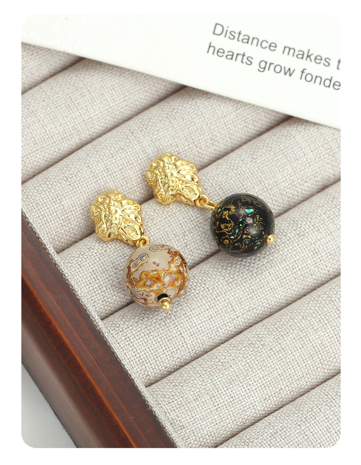 非遗大漆珠新中式耳钉不对称简约复古925银针小众设计高级感耳钉详情10