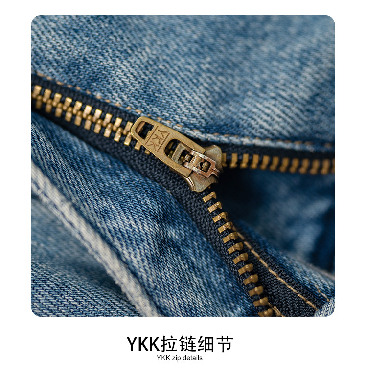 Factory direct sales of new light blue embroidered jeans for women. High waist, loose, slimming, concealing flesh, wide legs, straight, plus-size women pic 17