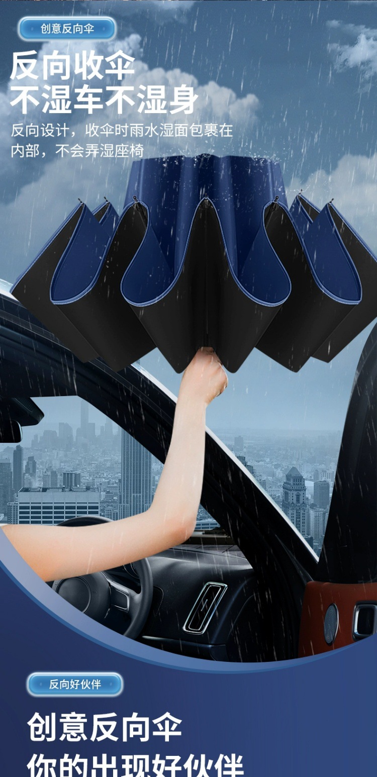 升级加厚黑胶防晒雨伞批发手动商务折叠伞男士晴雨伞两用太阳防晒详情11