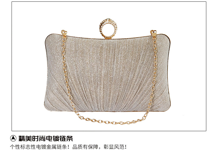 爆款晚宴包新款跨境外贸纯手工褶皱手拿包女士戒指头宴会包包详情8