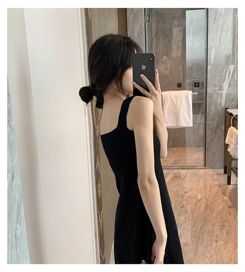 秋季新款打底针织衫女吊带连衣裙韩版宽松胖MM遮肉背心气质收腰裙详情8