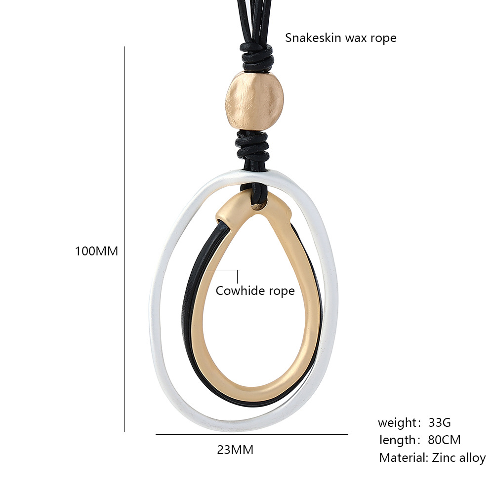 跨境亚马逊欧美外贸爆款金属时尚饰品项链女简约吊坠长款毛衣链详情5