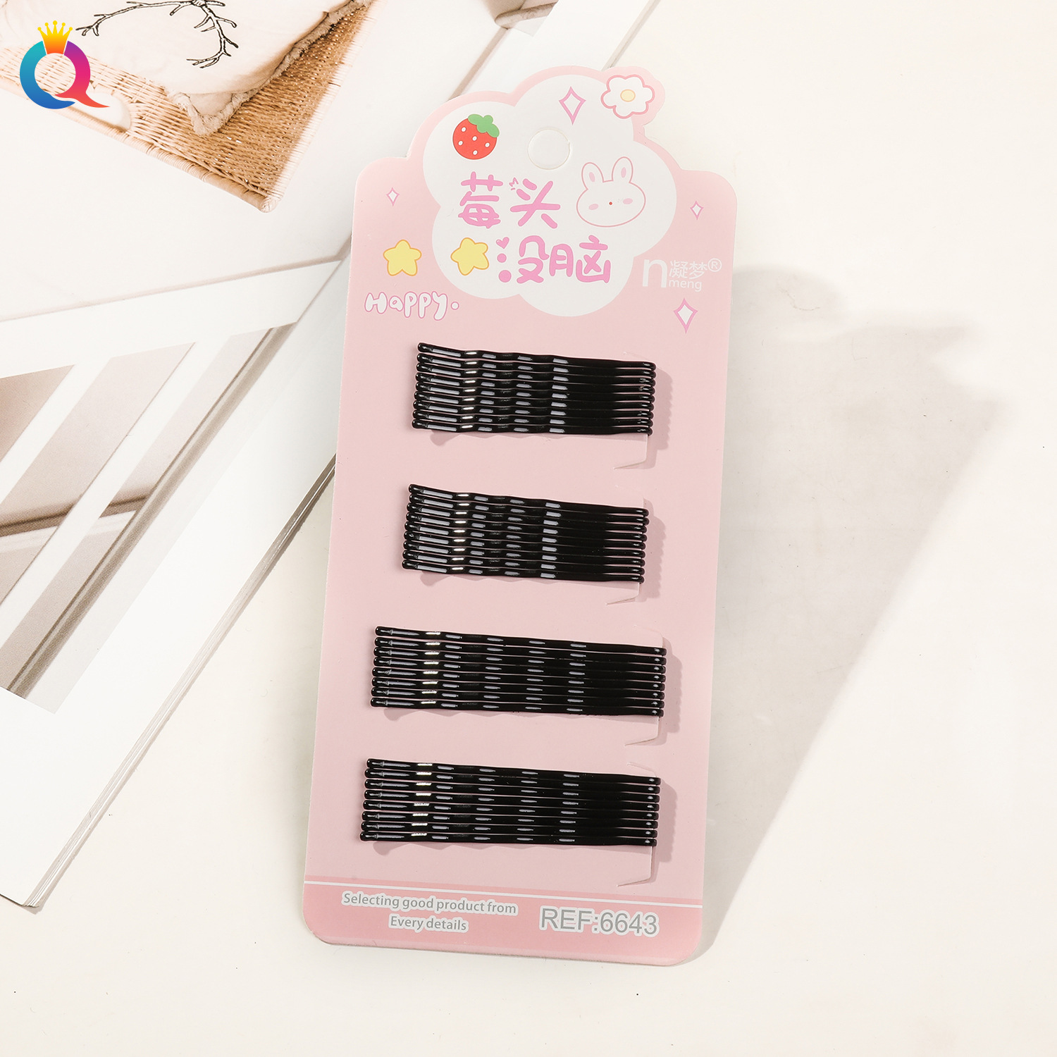 Wholesale of Qiyue Classic black straight clips, durable lacquered hair clips, braided hair clips, broken hair bangs clips and side clips pic 103
