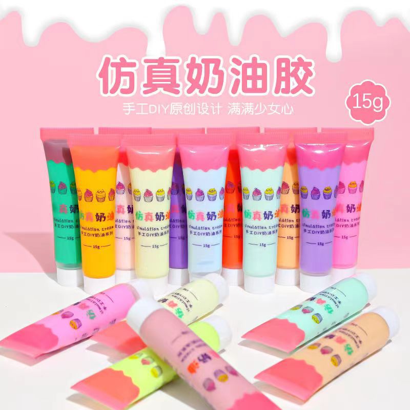 Handmade colored cream glue diy material kit, notebook clay cream glue accessory set, wholesale of simulated cream glue pic 4