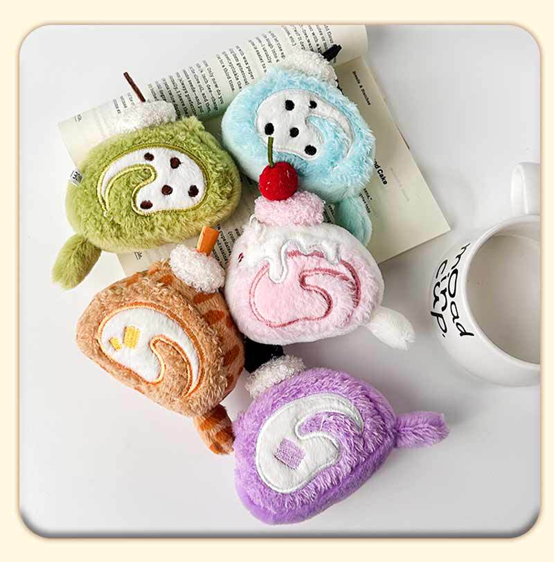 瑞士卷毛绒挂件小玩偶仿真蛋糕美食物钥匙扣书包小礼品包包挂件详情5