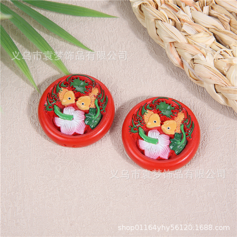 红砂彩绘唐卡葫芦吊坠批发朱砂水飞砂小狐狸狐仙平安扣项饰吊挂件详情14