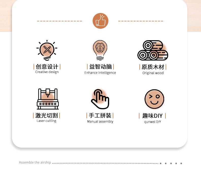 跨境新品木质3D立体拼图蒸汽火车头男女孩益智玩具桌面摆件礼物详情2