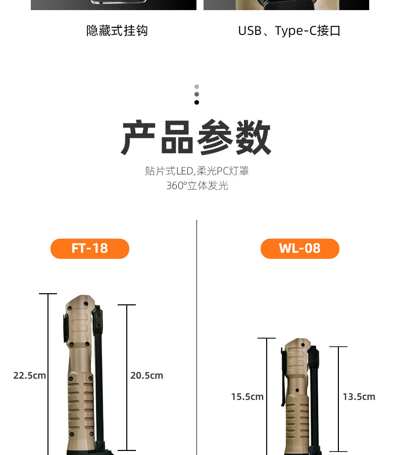 多功能手持工作灯强光手电筒超亮远射强磁吸应急照明灯汽车维修灯详情13