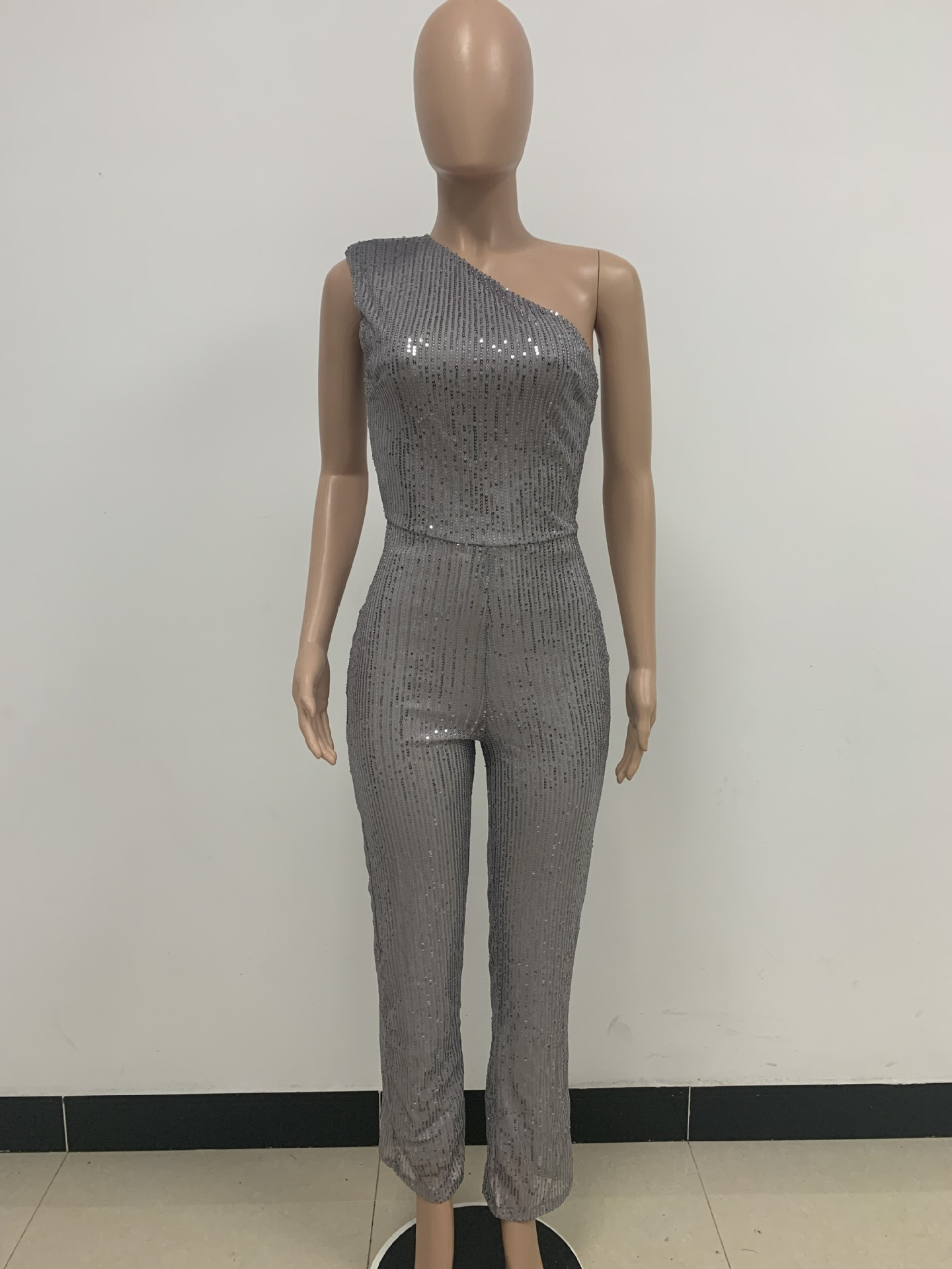 新中式无袖连体衣独立站夏季单肩亮片连体裤女批发详情77