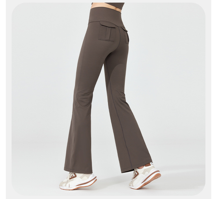 2025新款春季裸感高腰显瘦瑜伽喇叭裤后口袋瑜伽裤蜜桃提臀紧身裤详情25