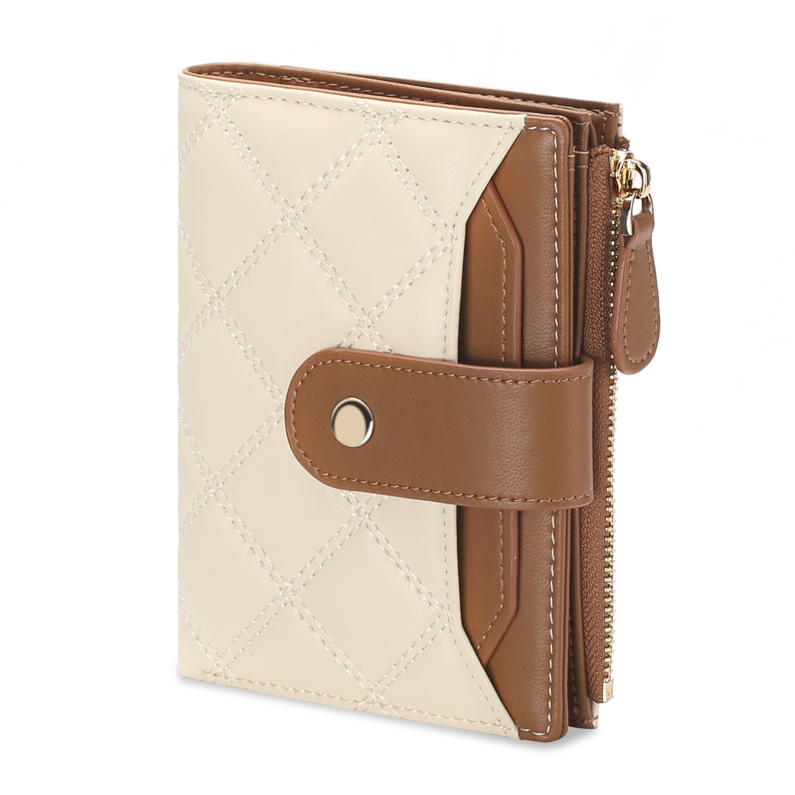 New cross-border wallet buckle vertical wallet for women, short diamond-shaped pattern coin purse with zipper card case pic 4