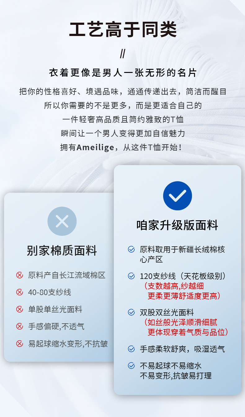 120支高级感正肩中年男士短袖t恤白色圆领新疆长绒棉纯色半袖体恤详情4