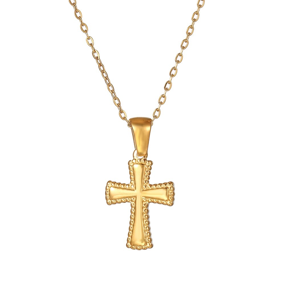 Titanium steel cross pendant necklace for women, an ins European and American niche design stainless steel necklace, a versatile collarbone chain accessory pic 3