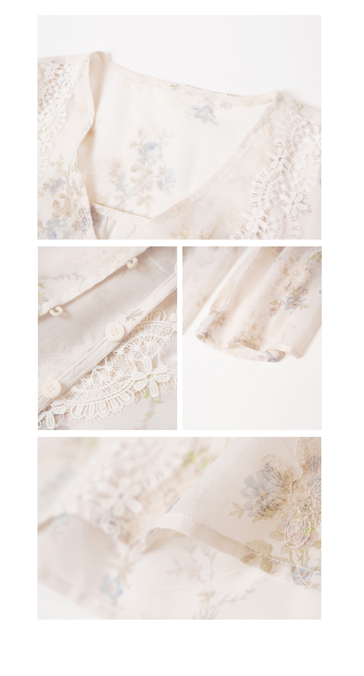 New Chinese-style Zen-inspired, stylish, unique and exquisite openwork chiffon shirt C3552 pic 3