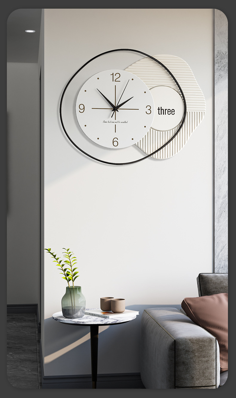 艺术装饰免打孔挂钟客厅简约钟表轻奢家用挂表网红壁钟时钟详情9
