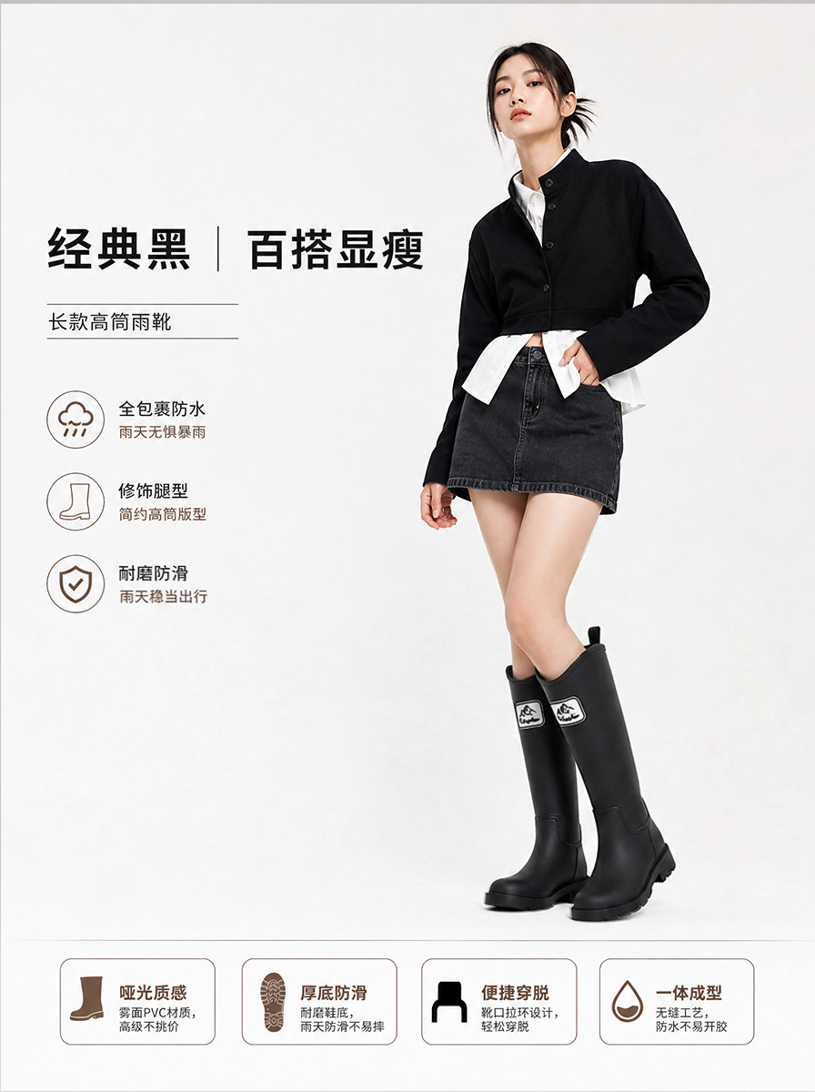 韩版雨鞋男女同款时尚外穿防滑水鞋耐磨软底成人保暖高筒雨靴详情4