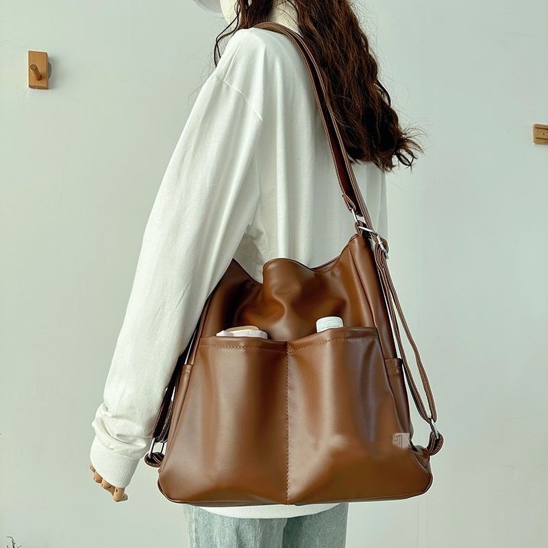 原创夏天软皮包包女大容量三用背包通勤托特包多功能背包斜跨书包详情12