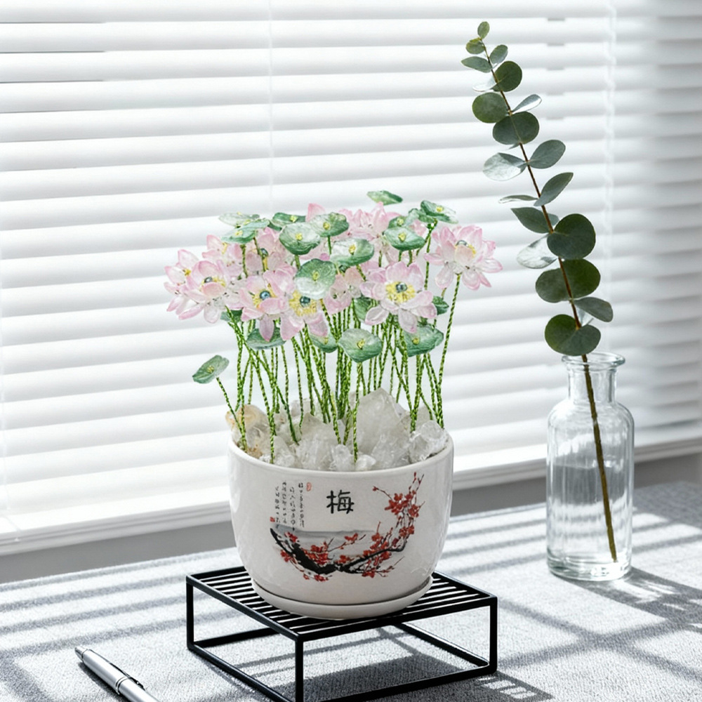 厂家批发网红莲莲清新荷花新款车载摆件工艺品送礼装饰用品男女详情22