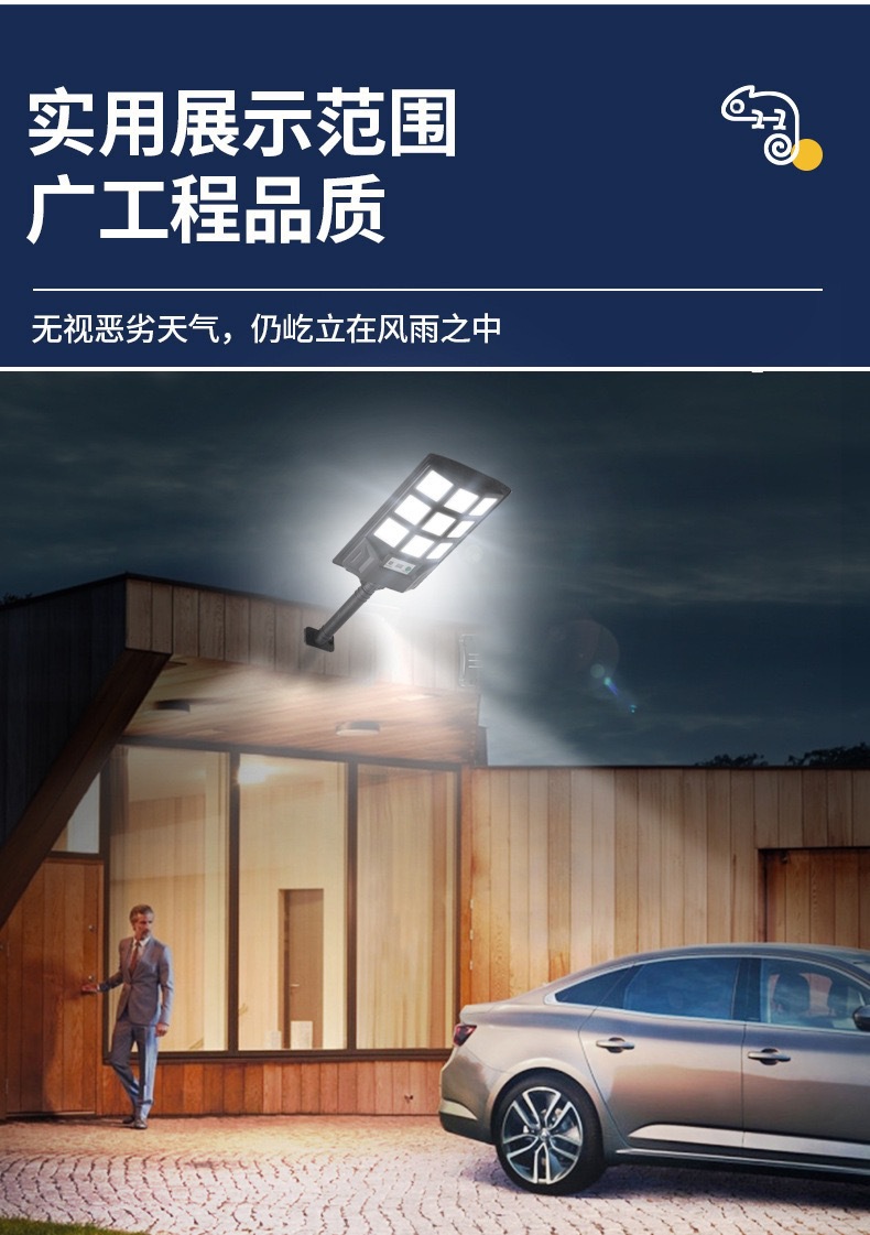 长苏私模亚马逊爆款三面发光太阳能灯光控遥控户外防水庭院小壁灯详情11