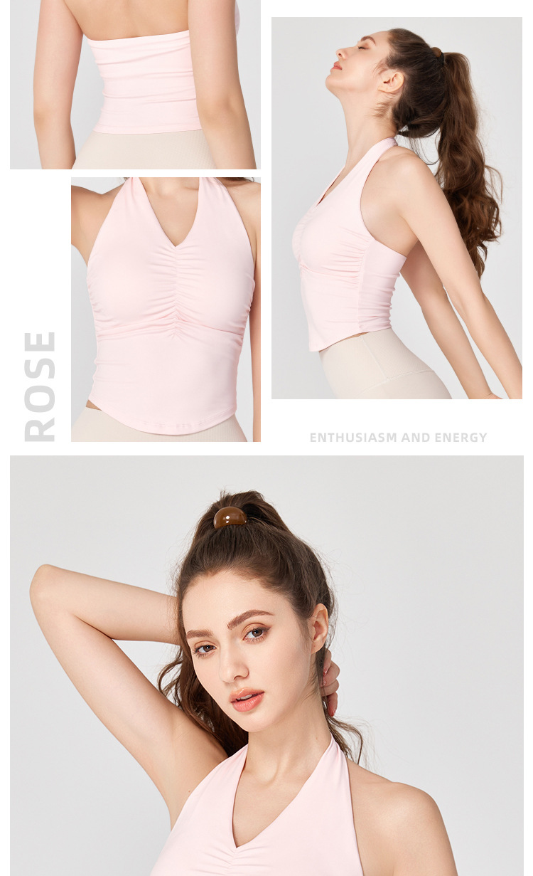 NULS辣妹欧美风挂脖露背瑜伽服固定杯美背裸感紧身运动背心女外穿详情13