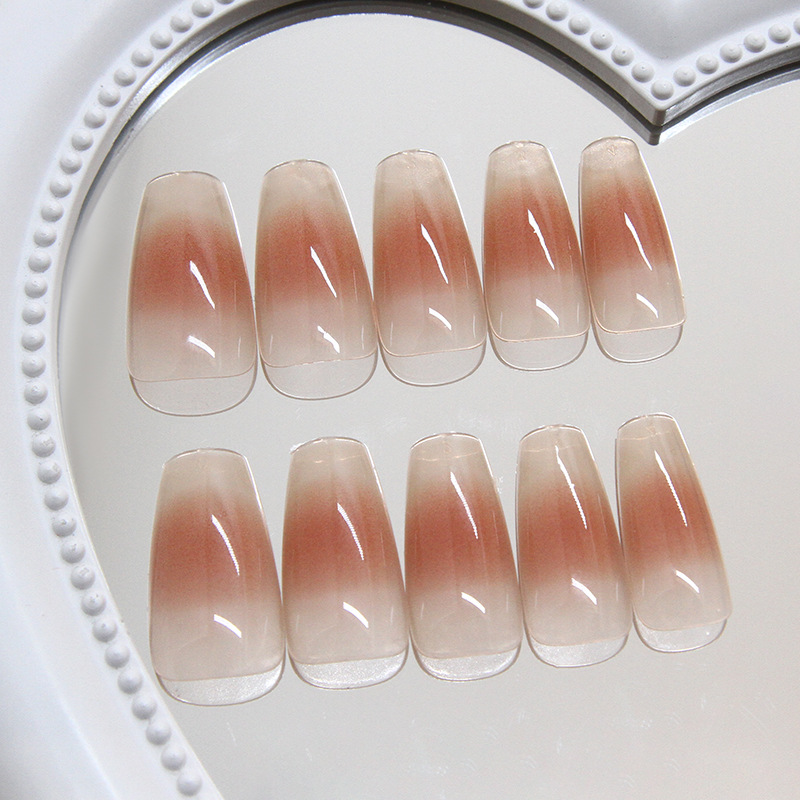 Long gradient nude color wearable nail polish, elegant blush nail polish pieces, clean and whitening, minimalist and pure, 24 pieces finished product wholesale pic 6