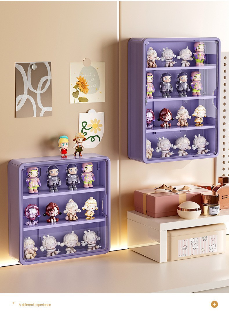 壁挂玩偶盲盒收纳展示架磁吸泡泡玛特手办展柜防尘公仔盲盒收纳盒详情2