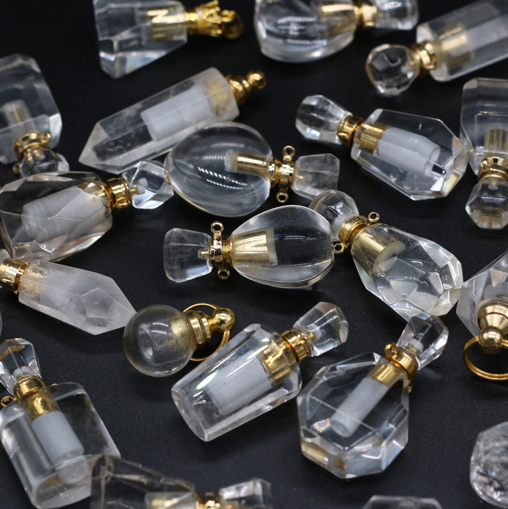 Exquisite natural semi-precious stone perfume bottles, white crystal, various shapes, DIY accessories, fashionable and exquisite wholesale production pic 37